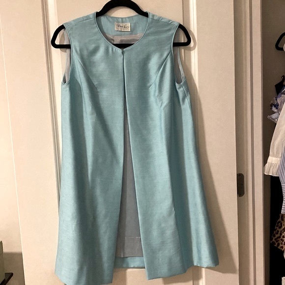 1960s Vintage Dan Lee silk sleeveless open long vest or duster - Picture 1 of 4